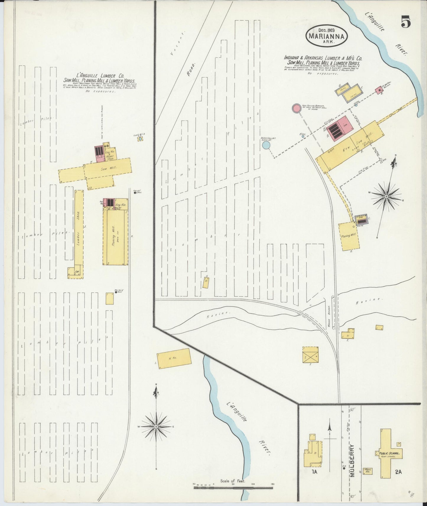 Sanborn Fire Insurance Map from Marianna, Lee County, Arkansas (1903), Sheet #0005 - Historic Sanborn Fire Insurance Map Print, vintage old map wall art, antique decor, genealogy gift, Arkansas Arkansas map