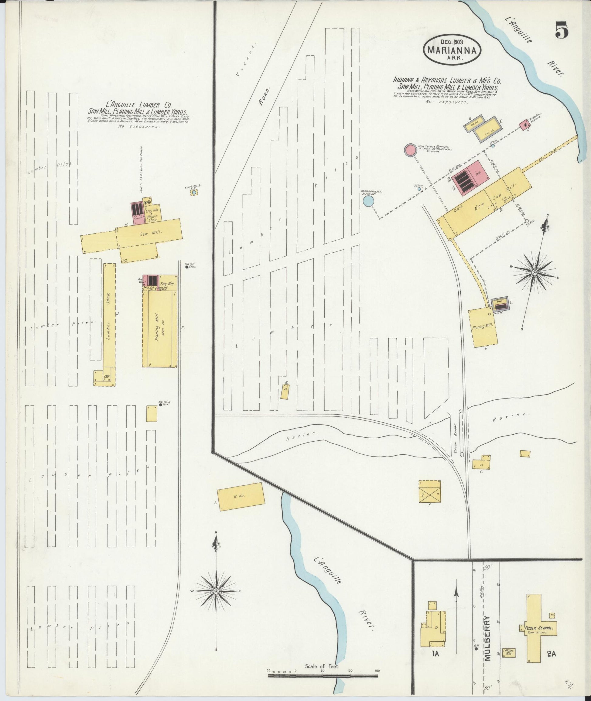 Sanborn Fire Insurance Map from Marianna, Lee County, Arkansas (1903), Sheet #0005 - Historic Sanborn Fire Insurance Map Print, vintage old map wall art, antique decor, genealogy gift, Arkansas Arkansas map