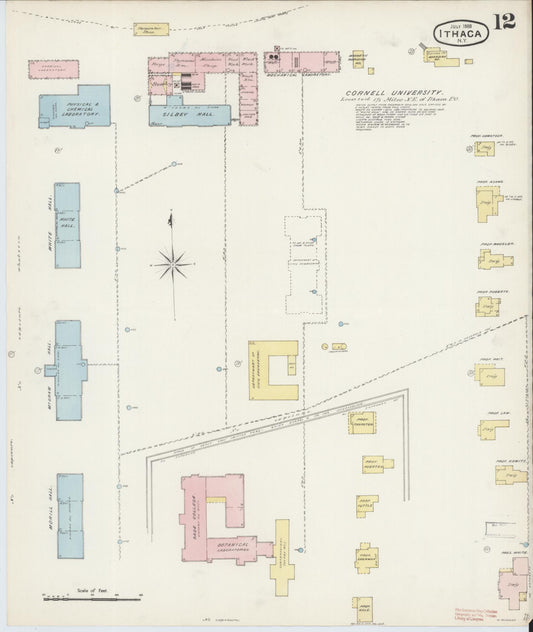 Sanborn Fire Insurance Map from Ithaca, Tompkins County, New York (1888), Sheet #0012 - Historic Sanborn Fire Insurance Map Print, vintage old map wall art, antique decor, genealogy gift, New York New York map