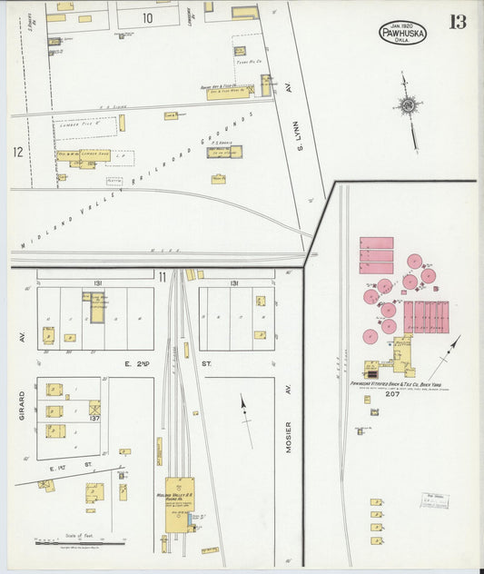 Sanborn Fire Insurance Map from Pawhuska, Osage County, Oklahoma (1920), Sheet #0013 - Historic Sanborn Fire Insurance Map Print, vintage old map wall art, antique decor, genealogy gift, Oklahoma Oklahoma map