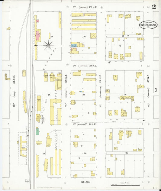 Sanborn Fire Insurance Map from Independence, Buchanan County, Iowa (1899), Sheet #0002 - Historic Sanborn Fire Insurance Map Print, vintage old map wall art