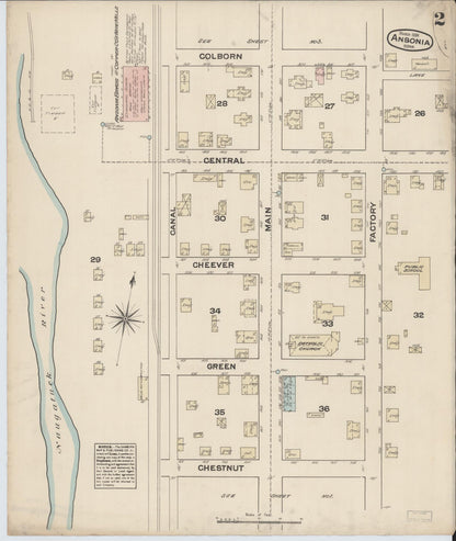 Sanborn Fire Insurance Map from Ansonia, New Haven County, Connecticut (1884), Sheet #0002 - Complete Map Set gallery image, historic Sanborn map, vintage wall art, Connecticut Connecticut