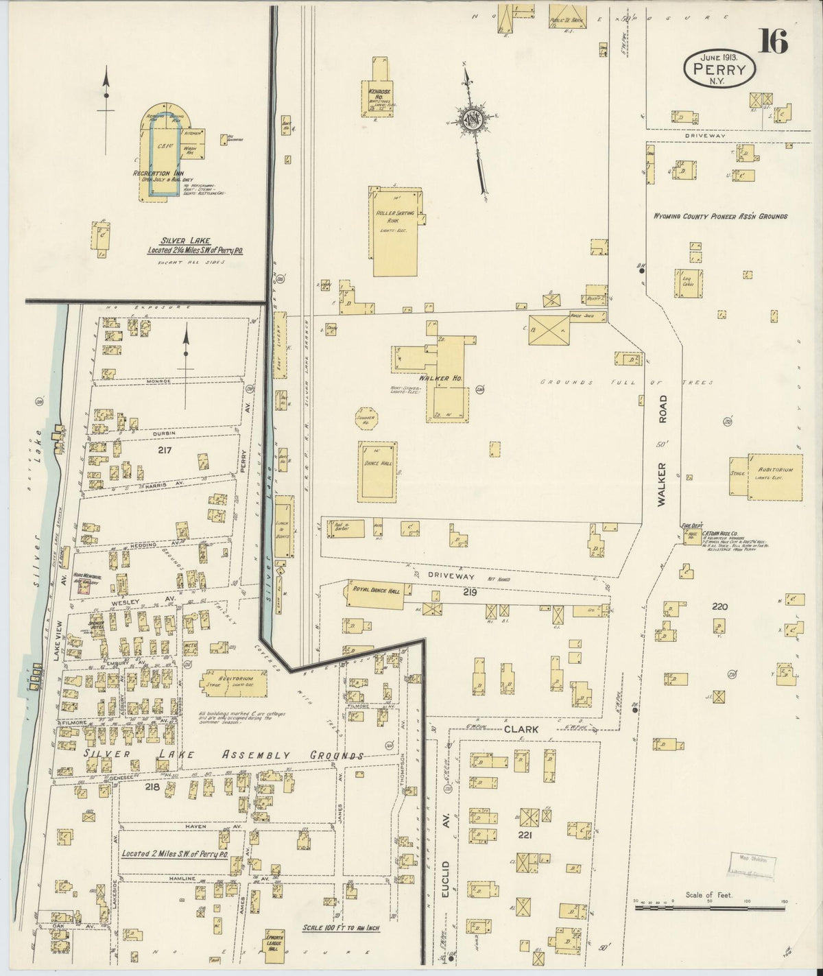 Sanborn Fire Insurance Map from Perry, Wyoming County, New York (1913), Sheet #0016 - Complete Map Set gallery image, historic Sanborn map, vintage wall art, Perry Wyoming