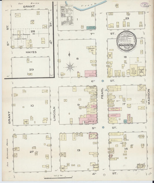 Sanborn Fire Insurance Map from Madison, Madison County, Nebraska (1885), Sheet #0001 - Historic Sanborn Fire Insurance Map Print, vintage old map wall art, antique decor, genealogy gift, Nebraska Nebraska map