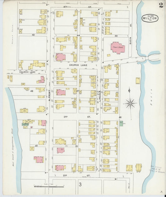 Sanborn Fire Insurance Map from Milton, Northumberland County, Pennsylvania (1896), Sheet #0002 - Historic Sanborn Fire Insurance Map Print, vintage old map wall art, antique decor, genealogy gift, Pennsylvania Pennsylvania map
