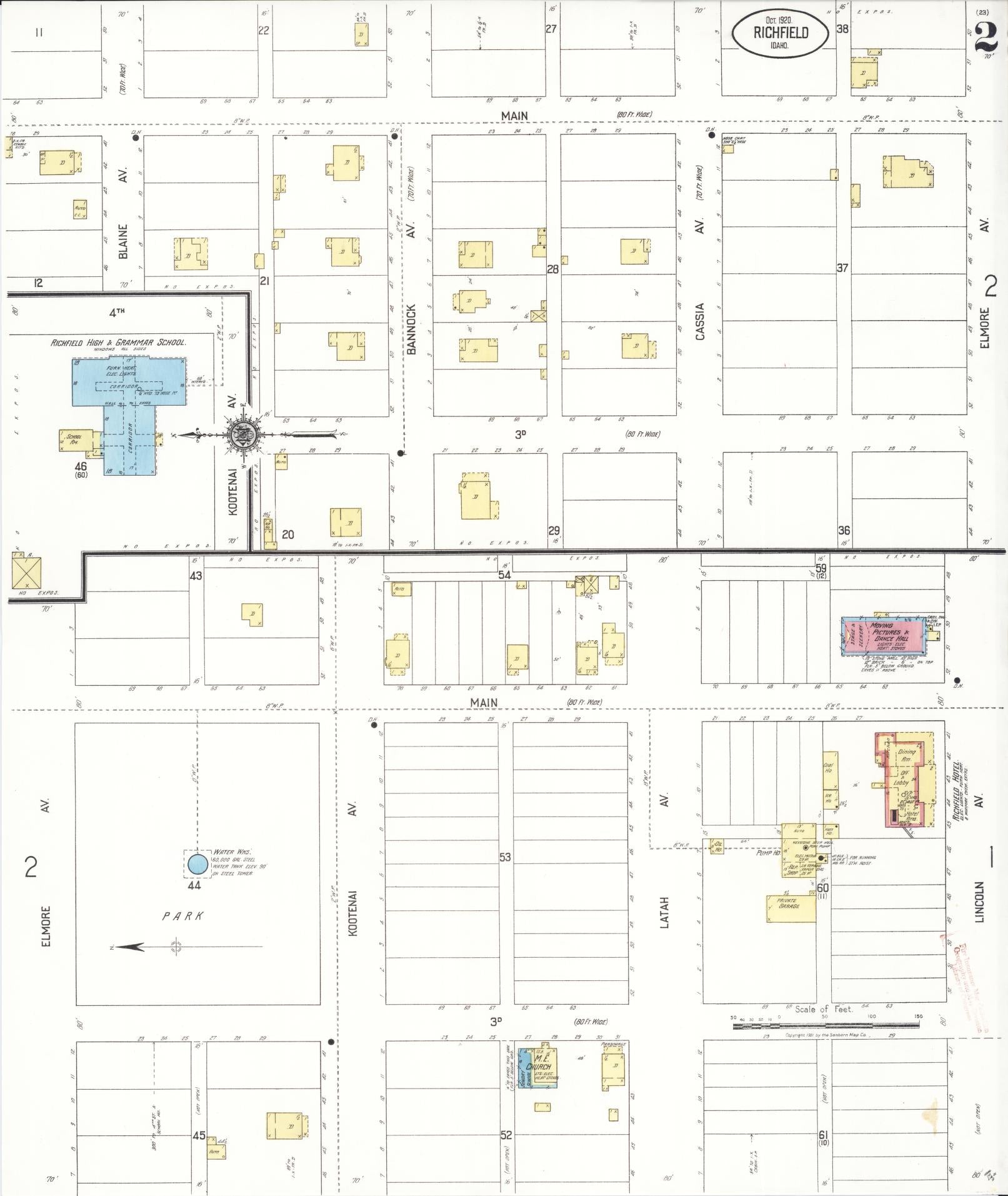 Sanborn Fire Insurance Map from Richfield, Lincoln County, Idaho (1920), Sheet #0002 - Historic Sanborn Fire Insurance Map Print, vintage old map wall art, antique decor, genealogy gift, Idaho Idaho map