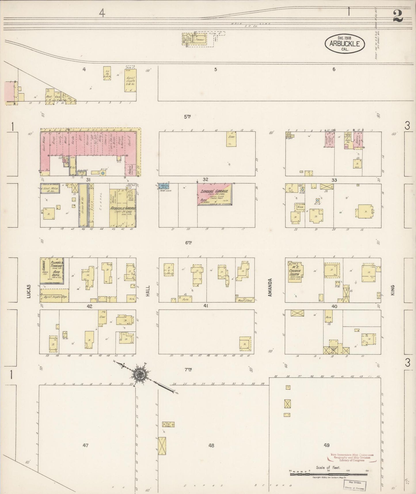 Sanborn Fire Insurance Map from Arbuckle, Colusa County, California (1918), Sheet #0002 - Historic Sanborn Fire Insurance Map Print, vintage old map wall art, antique decor, genealogy gift, California California map