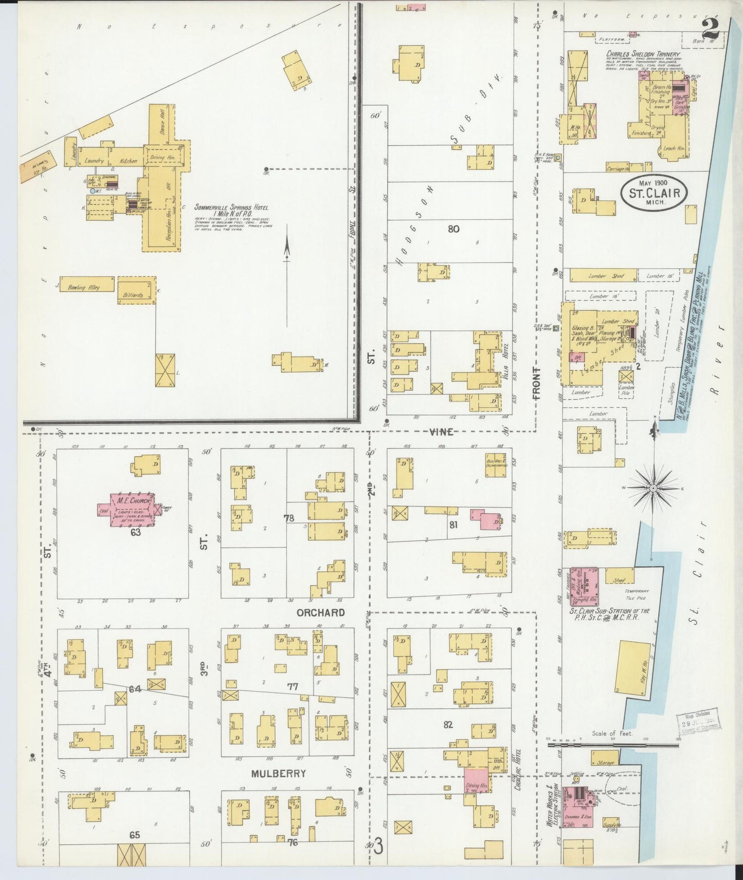 Sanborn Fire Insurance Map from Saint Clair, Saint Clair County, Michigan (1900), Sheet #0002 - Complete Map Set gallery image, historic Sanborn map, vintage wall art, Michigan Michigan