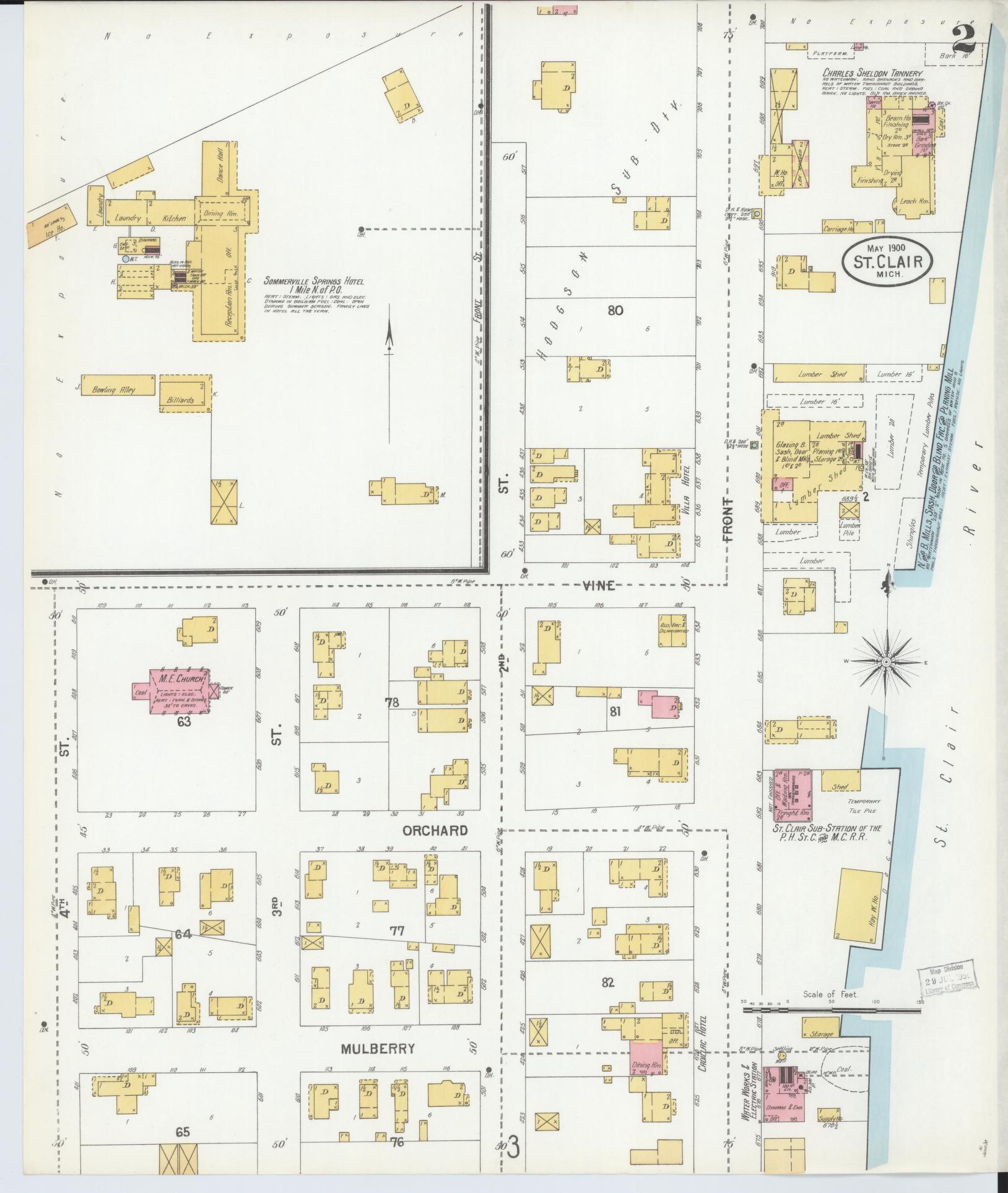 Sanborn Fire Insurance Map from Saint Clair, Saint Clair County, Michigan (1900), Sheet #0002 - Complete Map Set gallery image, historic Sanborn map, vintage wall art, Michigan Michigan
