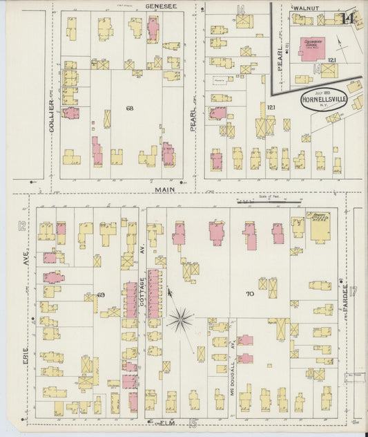 Sanborn Fire Insurance Map from Hornell, Steuben County, New York (1893), Sheet #0014 - Historic Sanborn Fire Insurance Map Print, vintage old map wall art, antique decor, genealogy gift, New York New York map