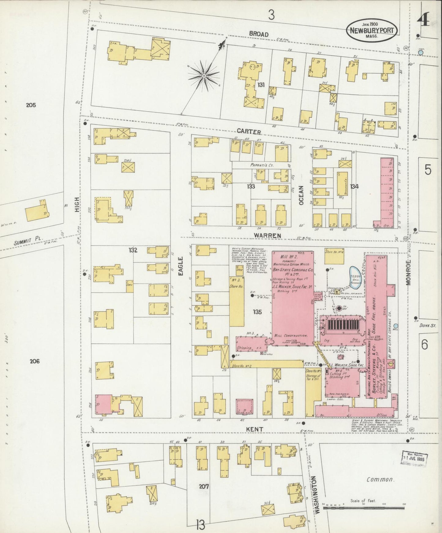 Sanborn Fire Insurance Map from Newburyport, Essex County, Massachusetts (1900), Sheet #0004 - Complete Map Set gallery image, historic Sanborn map, vintage wall art, Massachusetts Massachusetts