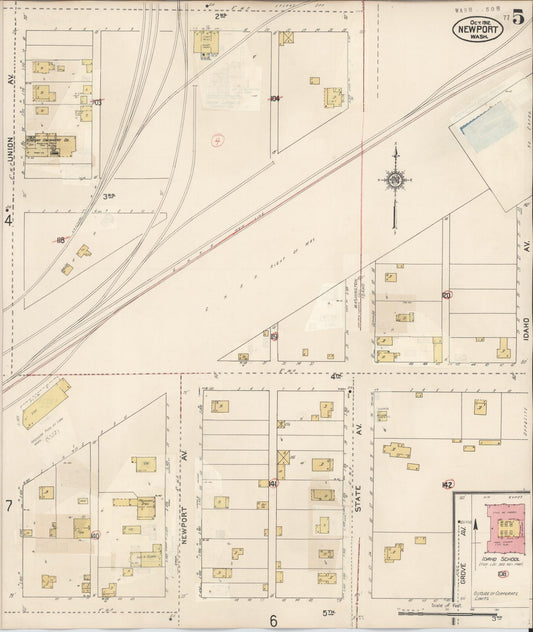 Sanborn Fire Insurance Map from Newport, Pend Orielle County, Washington (1940), Sheet #0005 - Historic Sanborn Fire Insurance Map Print, vintage old map wall art, antique decor, genealogy gift, Washington Washington map