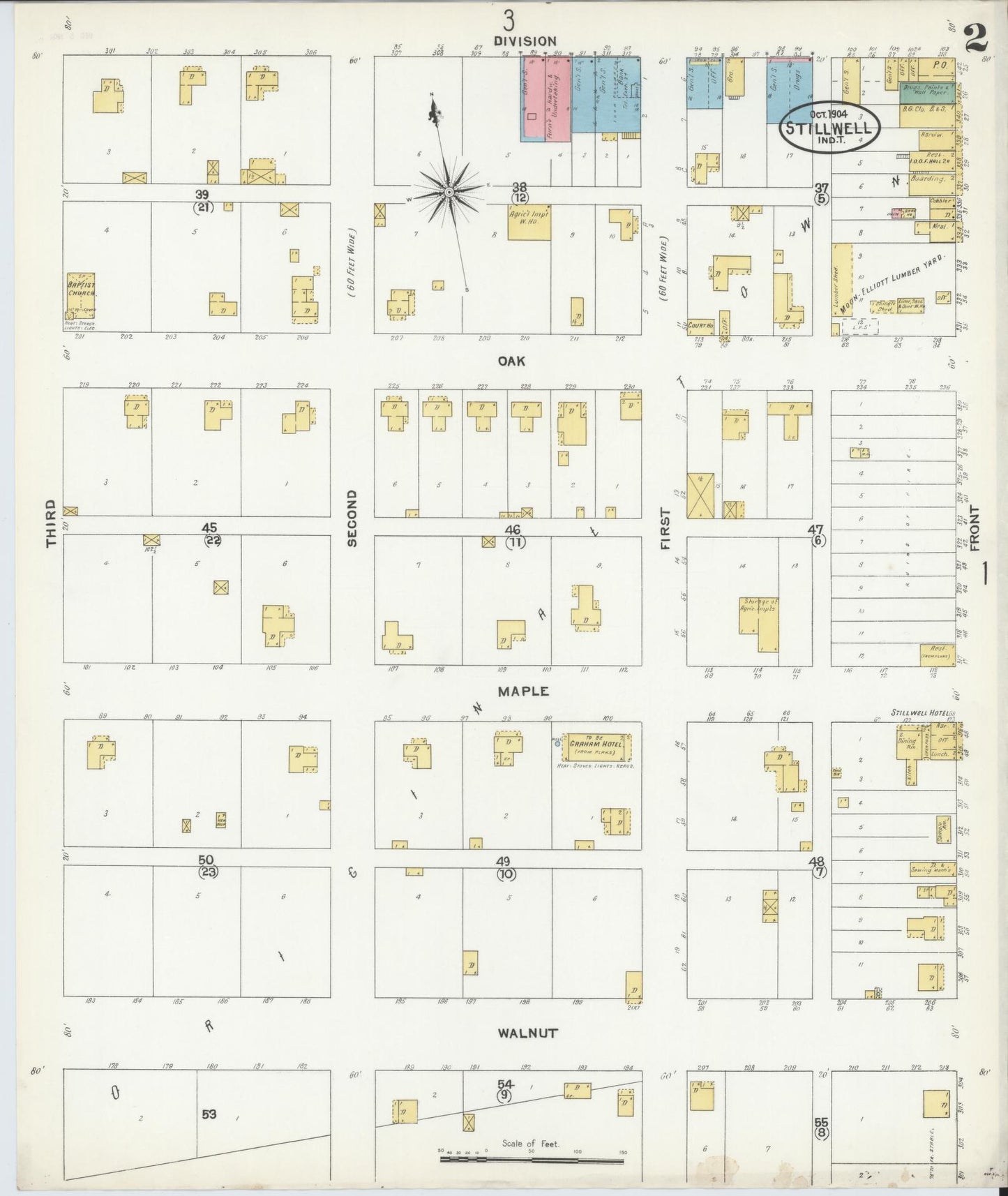 Sanborn Fire Insurance Map from Stillwell, Adair County, Oklahoma (1904), Sheet #0002 - Complete Map Set gallery image, historic Sanborn map, vintage wall art, Oklahoma Oklahoma