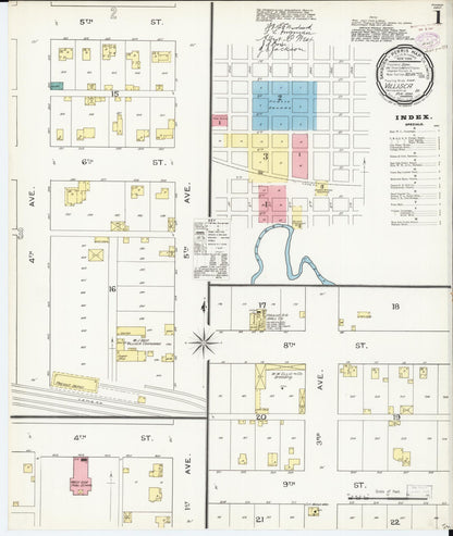 Sanborn Fire Insurance Map from Villisca, Montgomery County, Iowa (1893), Sheet #0001 - Historic Sanborn Fire Insurance Map Print, vintage old map wall art