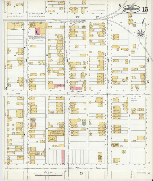 Sanborn Fire Insurance Map from New Kensington, Westmoreland County, Pennsylvania (1905), Sheet #0015 - Historic Sanborn Fire Insurance Map Print, vintage old map wall art, antique decor, genealogy gift, Pennsylvania Pennsylvania map