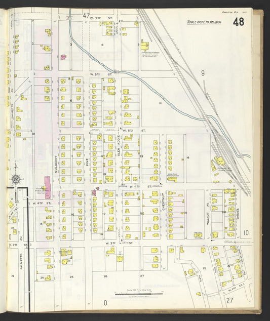 Sanborn Fire Insurance Map from Anniston, Calhoun County, Alabama (1925), Sheet #0048 - Historic Sanborn Fire Insurance Map Print, vintage old map wall art, antique decor, genealogy gift, Alabama Alabama map