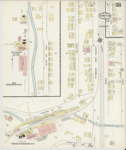 Sanborn Fire Insurance Map from Tarentum, Allegheny County, Pennsylvania (1914), Sheet #0028 - Historic Sanborn Fire Insurance Map Print, vintage old map wall art, antique decor, genealogy gift, Pennsylvania Pennsylvania map