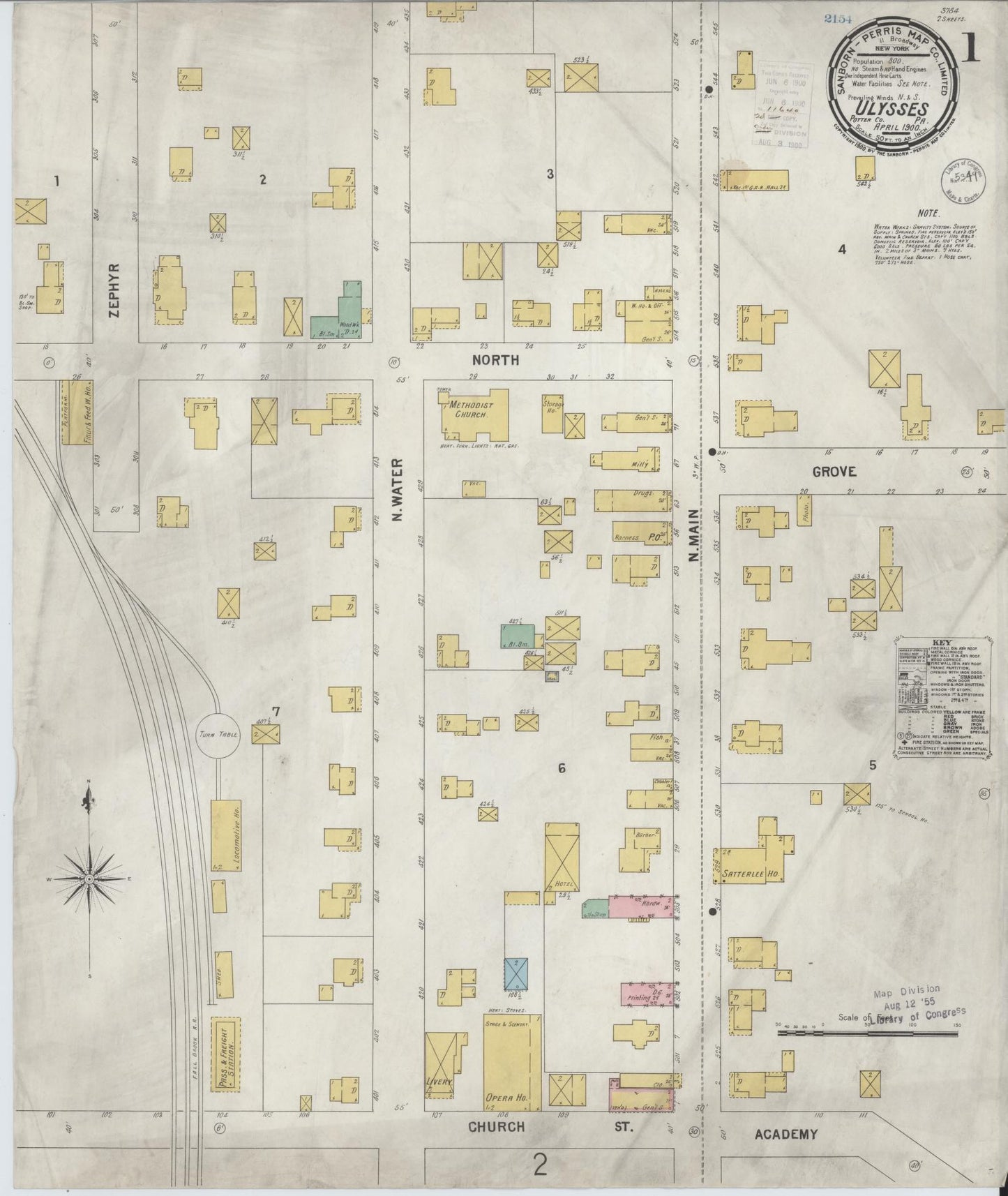 Sanborn Fire Insurance Map from Ulysses, Potter County, Pennsylvania (1900), Sheet #0001 - Complete Map Set gallery image, historic Sanborn map, vintage wall art, Pennsylvania Pennsylvania