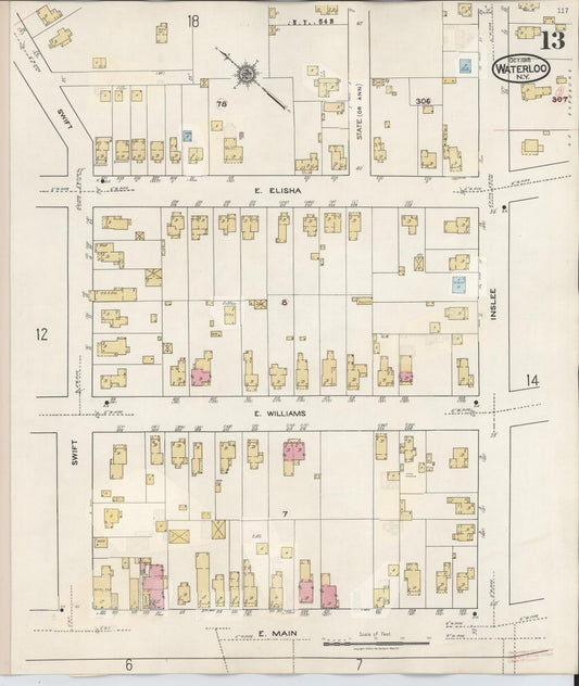 Sanborn Fire Insurance Map from Waterloo, Seneca County, New York (1948), Sheet #0013 - Historic Sanborn Fire Insurance Map Print, vintage old map wall art, antique decor, genealogy gift, New York New York map