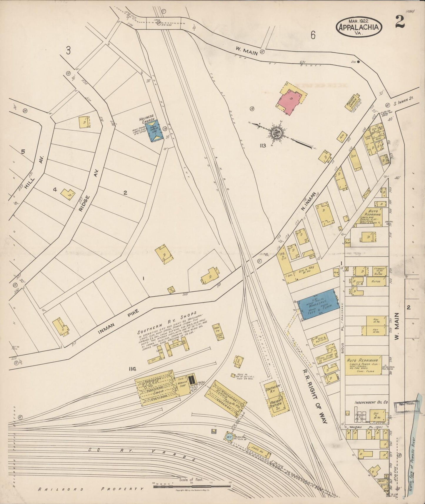 Sanborn Fire Insurance Map from Appalachia, Wise County, Virginia (1922), Sheet #0002 - Complete Map Set gallery image, historic Sanborn map, vintage wall art, Virginia Virginia