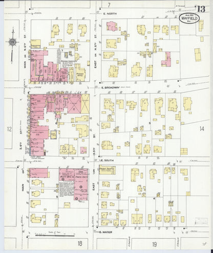 Sanborn Fire Insurance Map from Mayfield, Graves County, Kentucky (1910), Sheet #0013 - Complete Map Set gallery image, historic Sanborn map, vintage wall art, Kentucky Kentucky