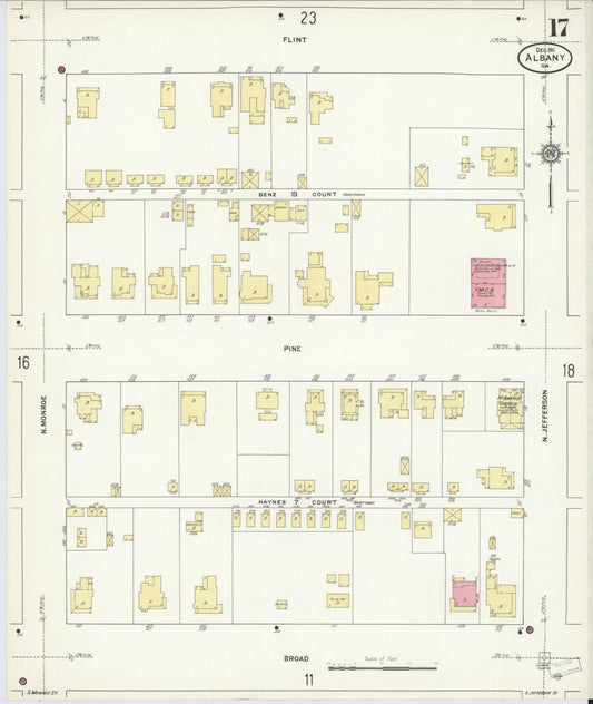Sanborn Fire Insurance Map from Albany, Dougherty County, Georgia (1911), Sheet #0017 - Historic Sanborn Fire Insurance Map Print, vintage old map wall art, antique decor, genealogy gift, Georgia Georgia map