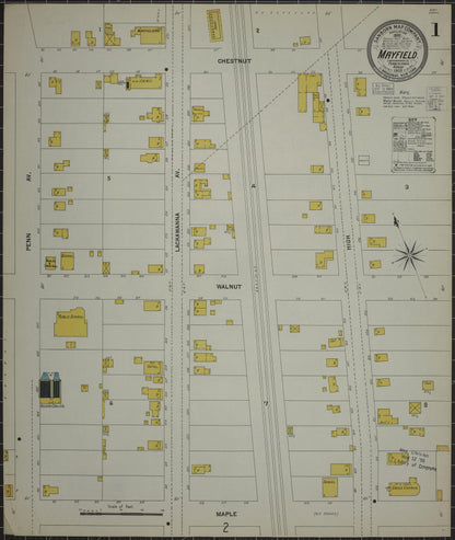 Sanborn Fire Insurance Map from Mayfield, Lackawanna County, Pennsylvania (1903), Sheet #0001 - Historic Sanborn Fire Insurance Map Print, vintage old map wall art, antique decor, genealogy gift, Pennsylvania Pennsylvania map