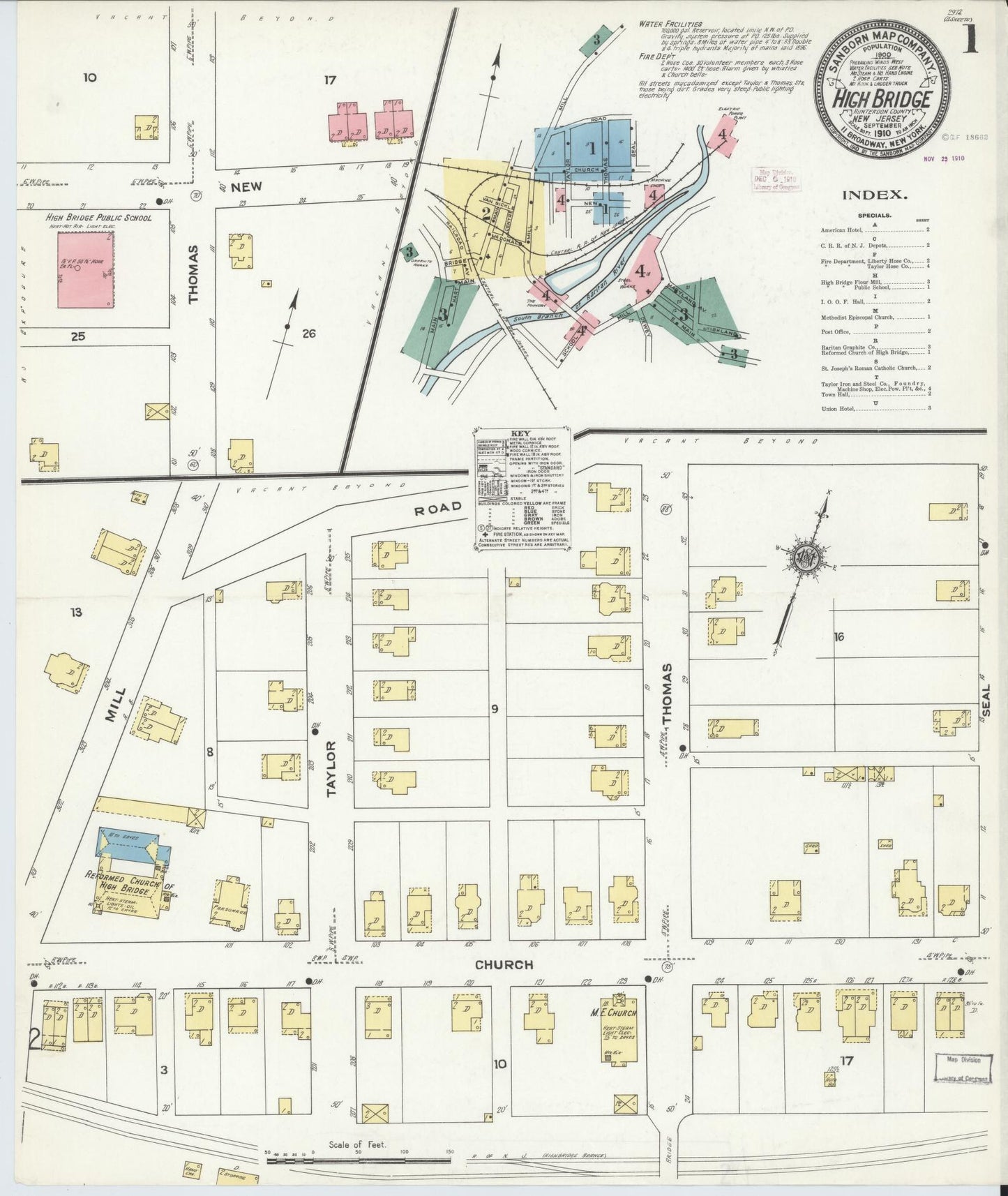 Sanborn Fire Insurance Map from High Bridge, Hunterdon County, New Jersey. (1910) – Historic Sanborn Fire Insurance Map Print