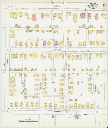 Sanborn Fire Insurance Map from Butler, Butler County, Pennsylvania (1901), Sheet #0009 - Complete Map Set gallery image, historic Sanborn map, vintage wall art, Pennsylvania Pennsylvania