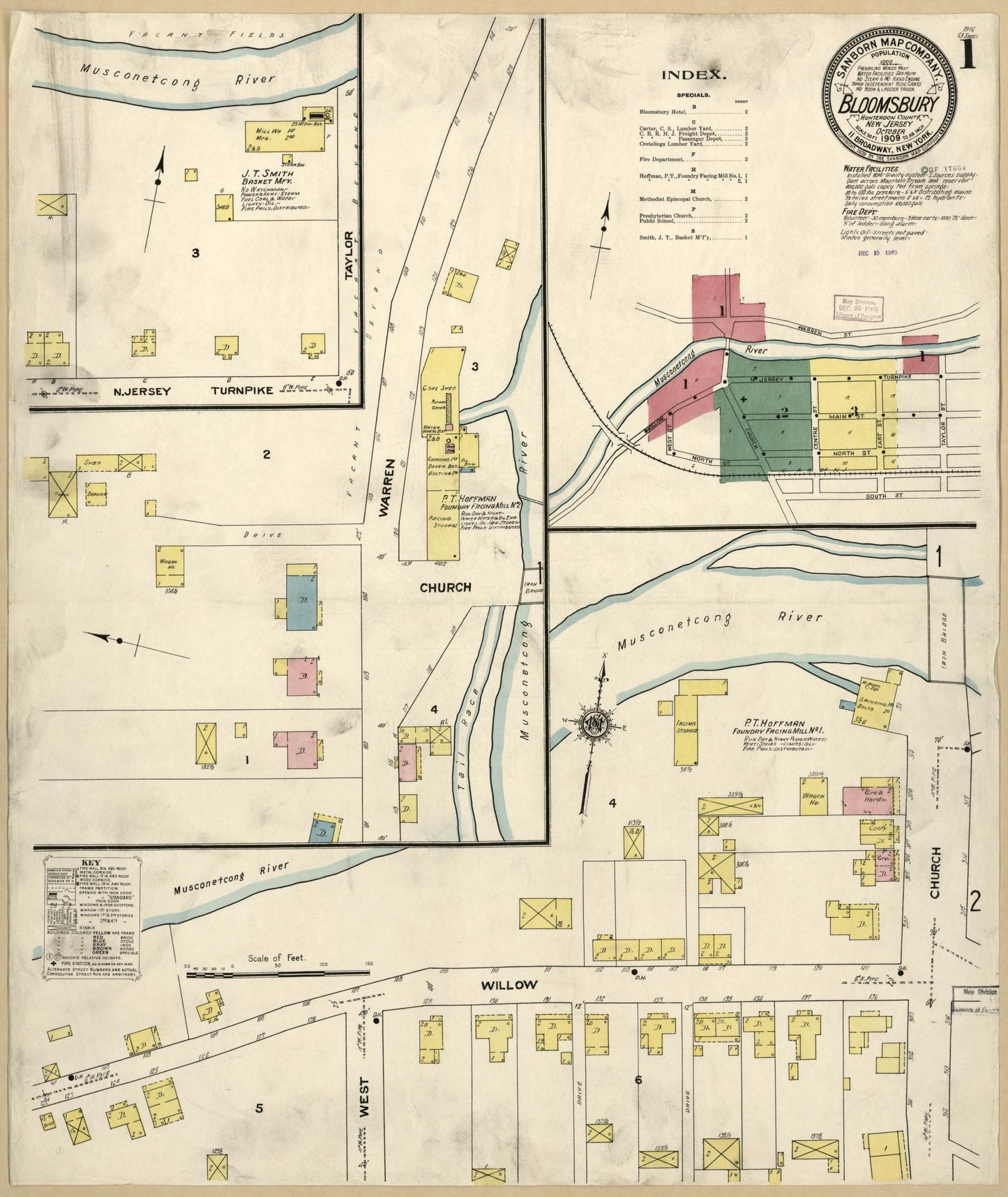 Sanborn Fire Insurance Map from Bloomsbury, Hunterdon County, New Jersey. (1909) – Historic Sanborn Fire Insurance Map Print