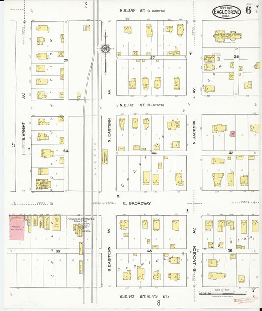 Sanborn Fire Insurance Map from Eagle Grove, Wright County, Iowa (1921), Sheet #0006 - Historic Sanborn Fire Insurance Map Print, vintage old map wall art