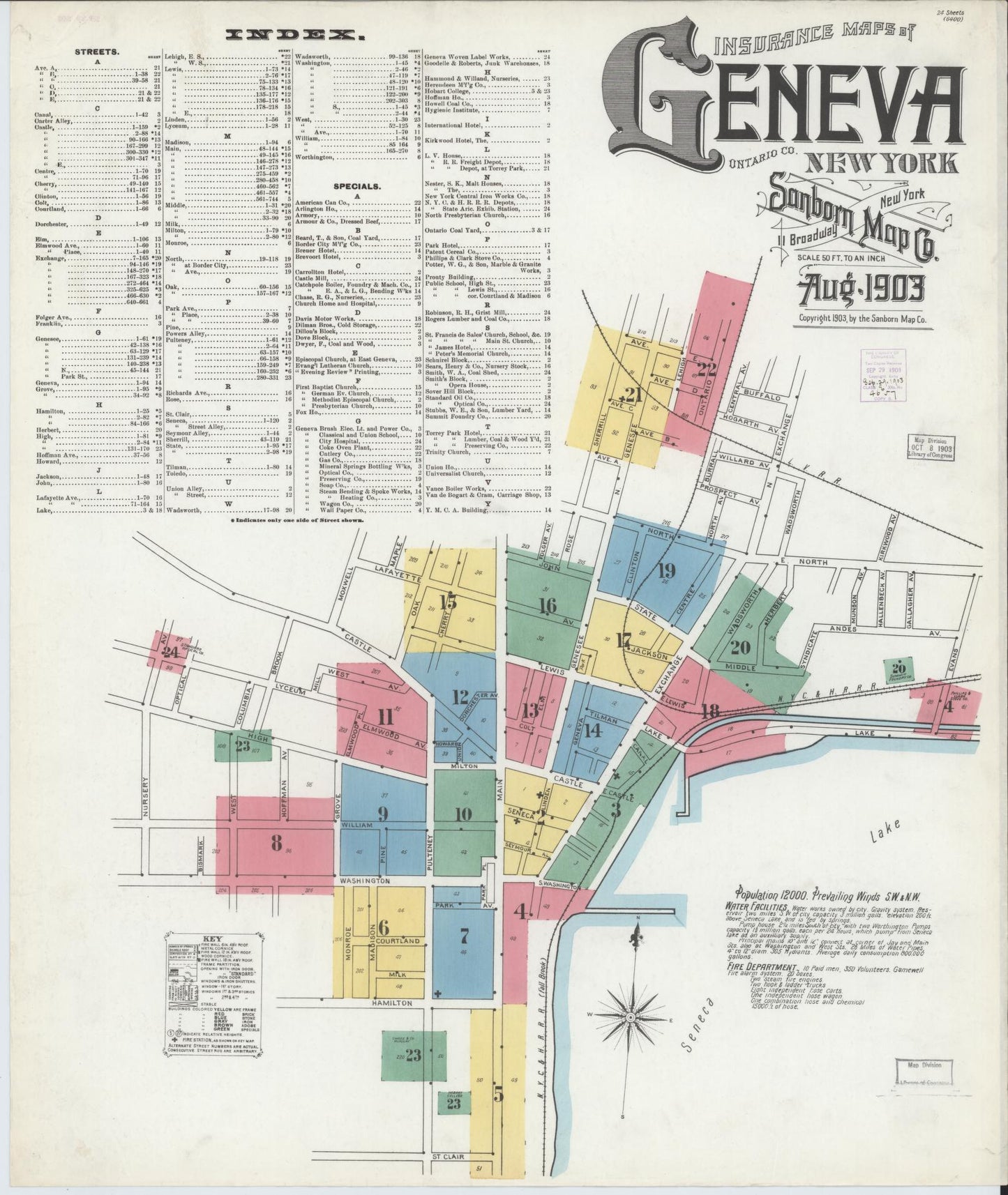 Sanborn Fire Insurance Map from Geneva, Ontario County, New York. (1903) – Historic Sanborn Fire Insurance Map Print