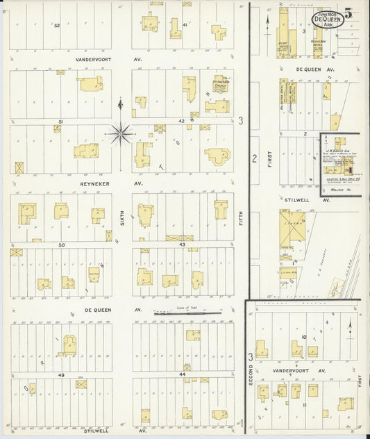 Sanborn Fire Insurance Map from De Queen, Sevier County, Arkansas (1908), Sheet #0005 - Historic Sanborn Fire Insurance Map Print, vintage old map wall art, antique decor, genealogy gift, Arkansas Arkansas map