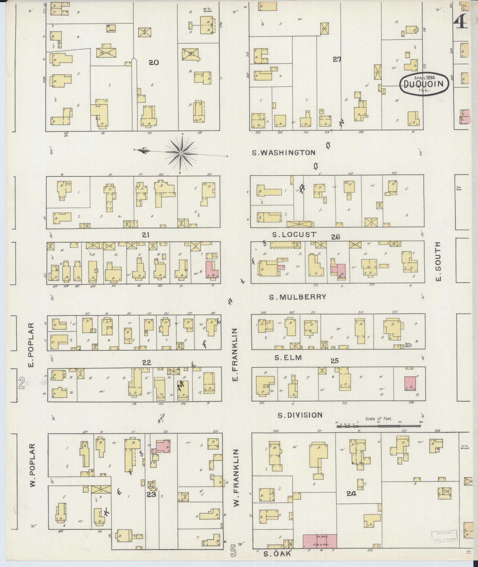 Sanborn Fire Insurance Map from Du Quoin, Perry County, Illinois (1894), Sheet #0004 - Complete Map Set gallery image, historic Sanborn map, vintage wall art, Illinois Illinois
