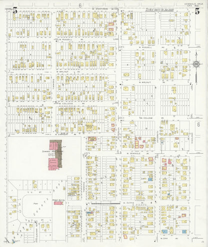 Sanborn Fire Insurance Map from Seminole, Seminole County, Oklahoma (1933), Sheet #0005 - Complete Map Set gallery image, historic Sanborn map, vintage wall art, Oklahoma Oklahoma