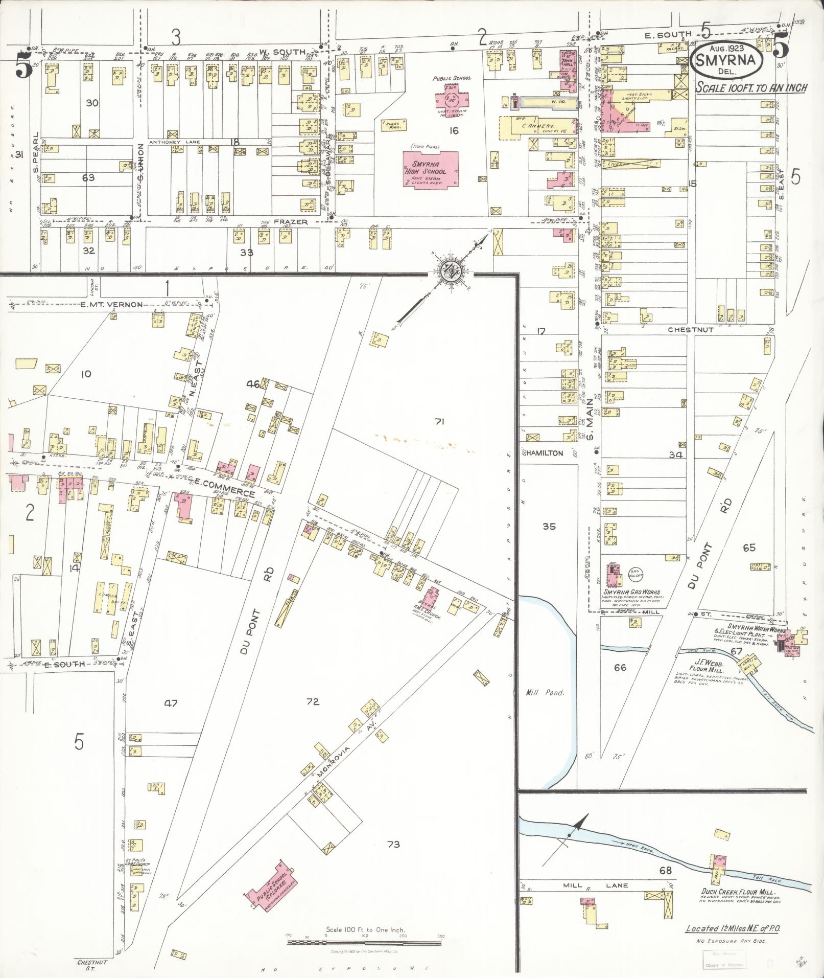 Sanborn Fire Insurance Map from Smyrna, Kent County, Delaware (1923), Sheet #0005 - Complete Map Set gallery image, historic Sanborn map, vintage wall art, Delaware Delaware