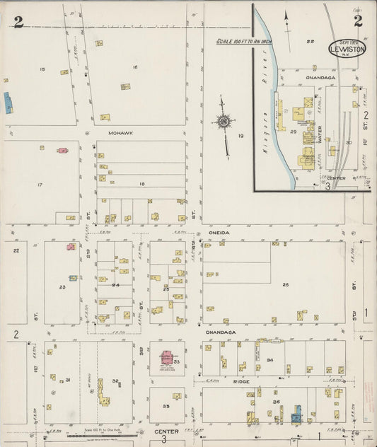Sanborn Fire Insurance Map from Lewiston, Niagara County, New York (1923), Sheet #0002 - Historic Sanborn Fire Insurance Map Print, vintage old map wall art, antique decor, genealogy gift, New York New York map