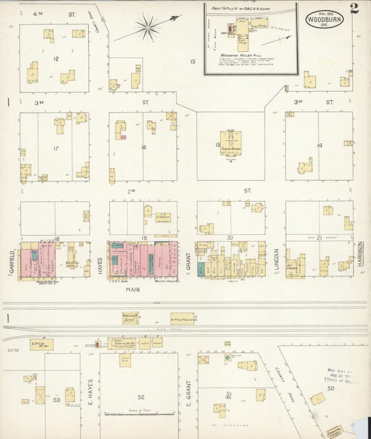Sanborn Fire Insurance Map from Woodburn, Marion County, Oregon (1900), Sheet #0002 - Historic Sanborn Fire Insurance Map Print, vintage old map wall art, antique decor, genealogy gift, Oregon Oregon map