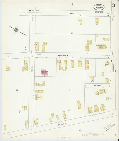 Sanborn Fire Insurance Map from Laconia, Belknap County, New Hampshire (1911), Sheet #0003 - Complete Map Set gallery image, historic Sanborn map, vintage wall art, New Hampshire New Hampshire