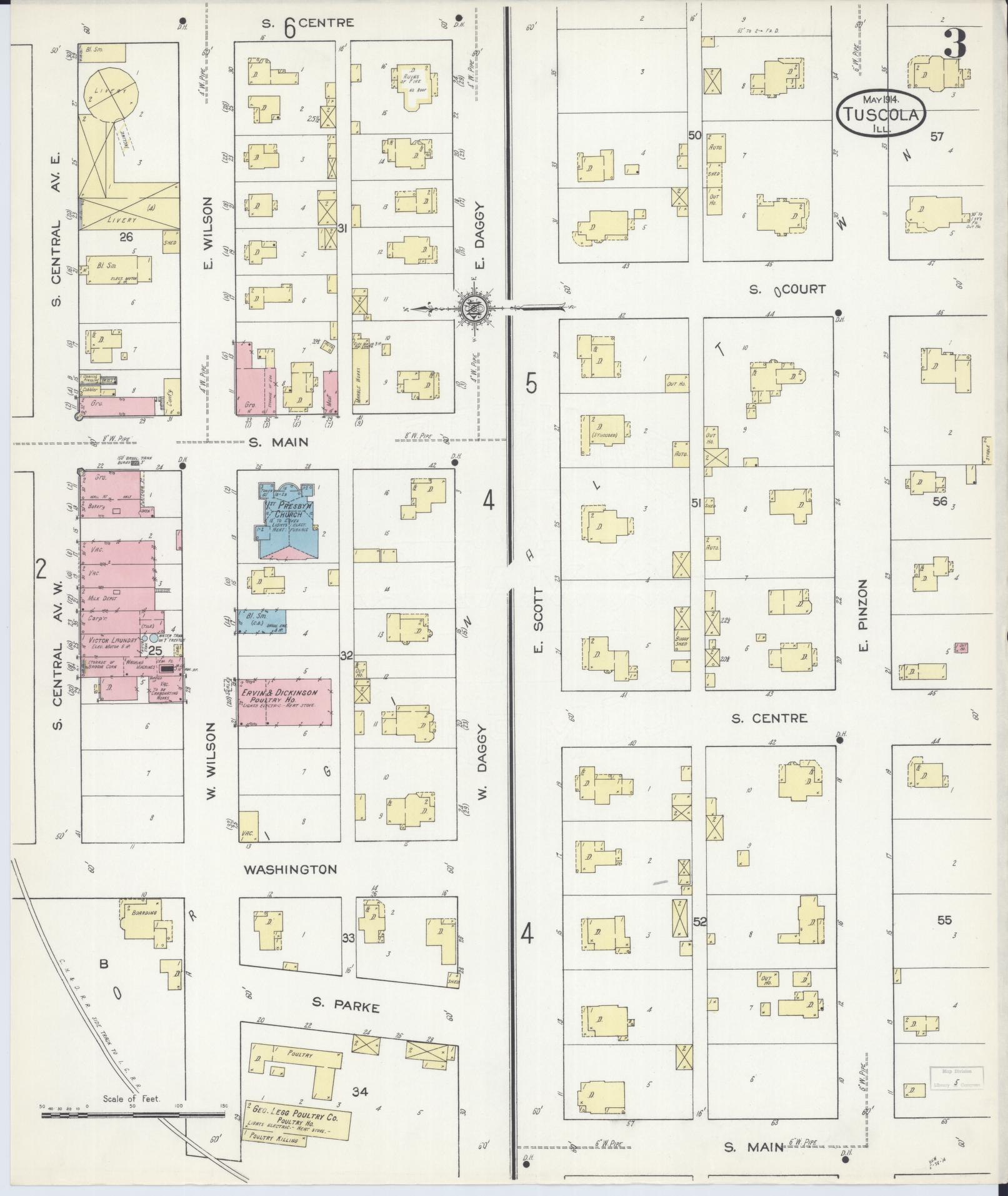 Sanborn Fire Insurance Map from Tuscola, Douglas County, Illinois (1914), Sheet #0003 - Complete Map Set gallery image, historic Sanborn map, vintage wall art, Illinois Illinois