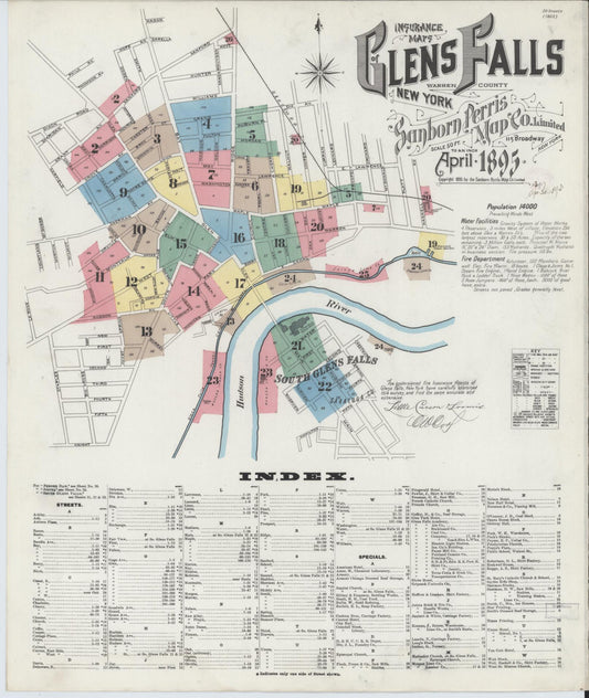 Sanborn Fire Insurance Map from Glens Falls, Warren County, New York. (1895) – Historic Sanborn Fire Insurance Map Print