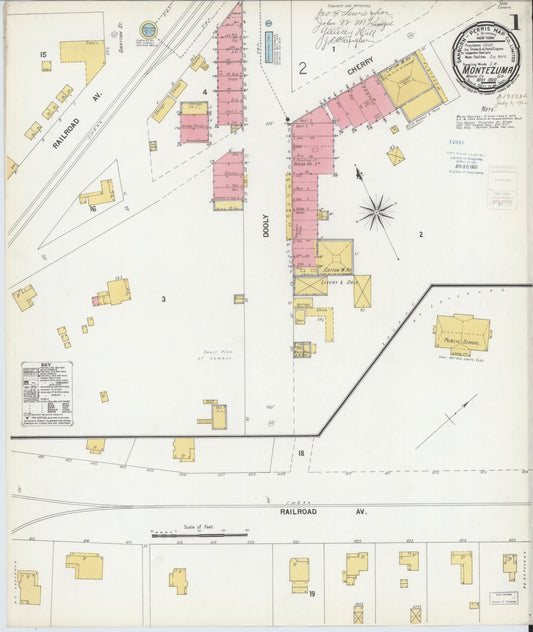 Sanborn Fire Insurance Map from Montezuma, Macon County, Georgia (1900), Sheet #0001 - Historic Sanborn Fire Insurance Map Print, vintage old map wall art, antique decor, genealogy gift, Georgia Georgia map