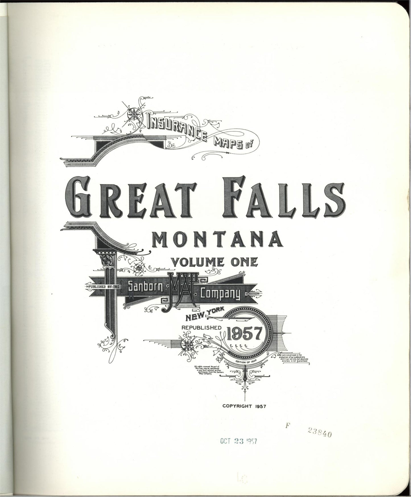 Sanborn Fire Insurance Map from Great Falls, Cascade County, Montana (1957), Sheet #0001 - Complete Map Set gallery image, historic Sanborn map, vintage wall art, Montana Montana