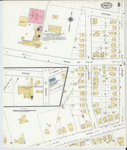 Sanborn Fire Insurance Map from Conneaut, Ashtabula County, Ohio (1919), Sheet #0008 - Historic Sanborn Fire Insurance Map Print, vintage old map wall art, antique decor, genealogy gift, Ohio Ohio map
