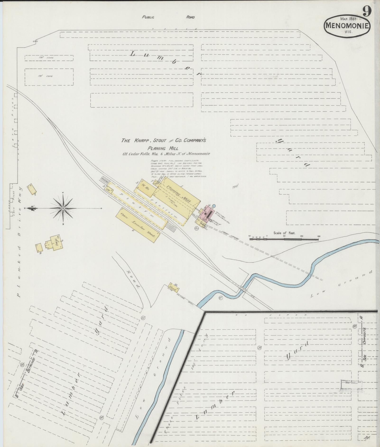 Sanborn Fire Insurance Map from Menomonie, Dunn County, Wisconsin (1889), Sheet #0009 - Complete Map Set gallery image, historic Sanborn map, vintage wall art, Wisconsin Wisconsin