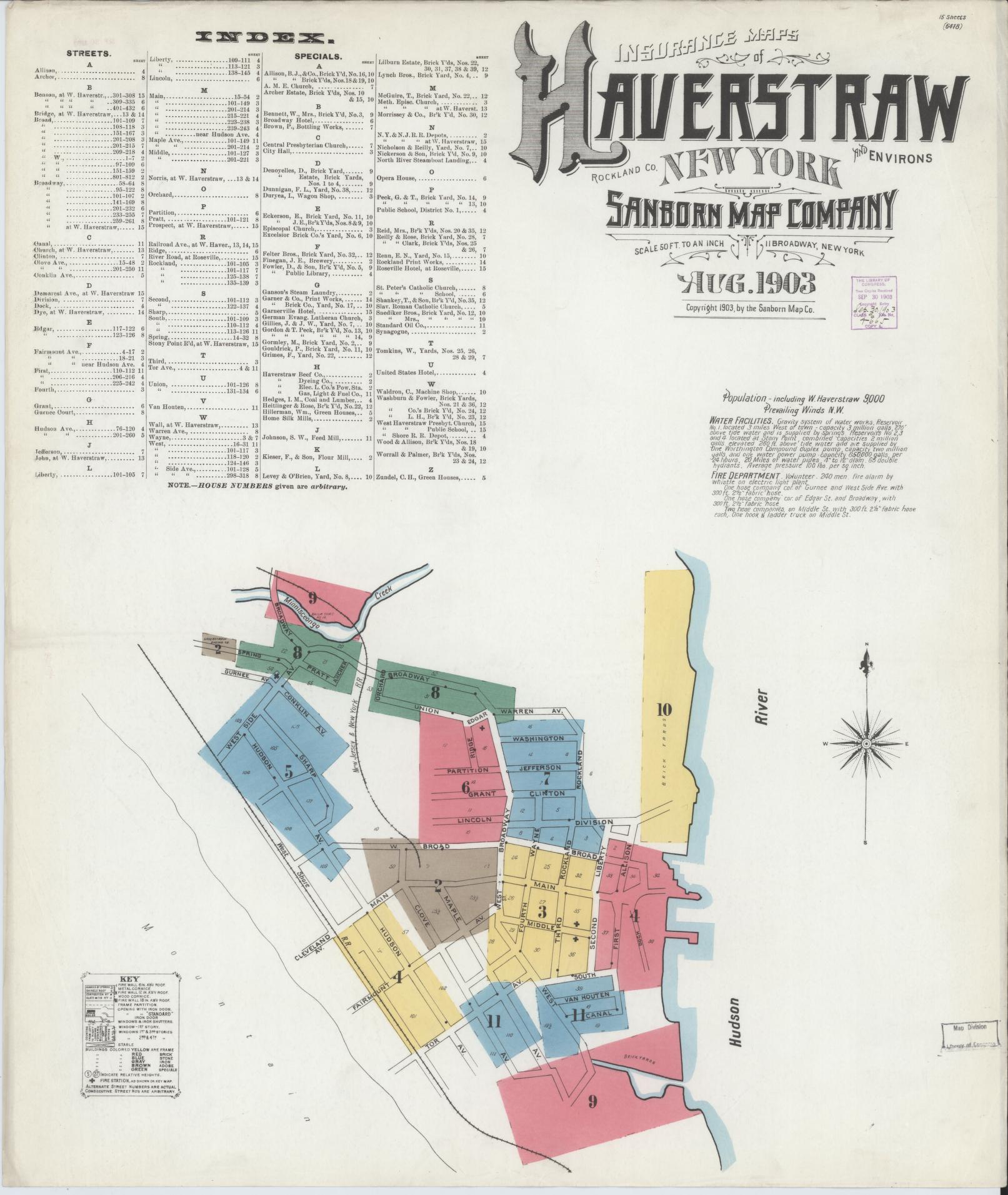 Sanborn Fire Insurance Map from Haverstraw, Rockland County, New York. (1903) – Historic Sanborn Fire Insurance Map Print