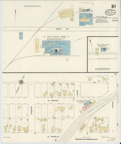 Sanborn Fire Insurance Map from Delphi, Carroll County, Indiana (1912), Sheet #0010 - Historic Sanborn Fire Insurance Map Print, vintage old map wall art, antique decor, genealogy gift, Indiana Indiana map