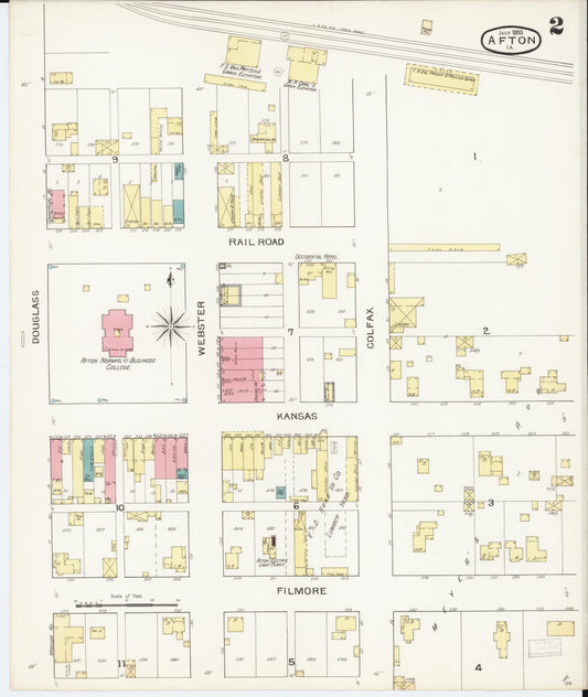 Sanborn Fire Insurance Map from Afton, Union County, Iowa (1893), Sheet #0002 - Historic Sanborn Fire Insurance Map Print, vintage old map wall art