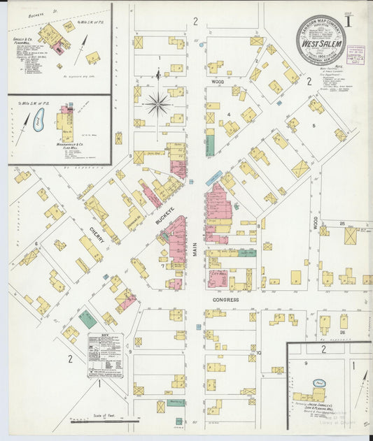 Sanborn Fire Insurance Map from West Salem, Wayne County, Ohio (1904), Sheet #0001 - Historic Sanborn Fire Insurance Map Print, vintage old map wall art, antique decor, genealogy gift, Ohio Ohio map