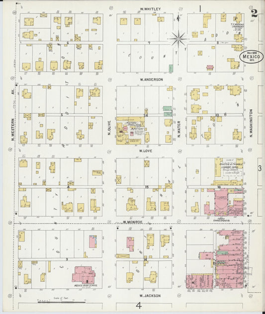 Sanborn Fire Insurance Map from Mexico, Audrain County, Missouri (1899), Sheet #0002 - Historic Sanborn Fire Insurance Map Print, vintage old map wall art, antique decor, genealogy gift, Missouri Missouri map